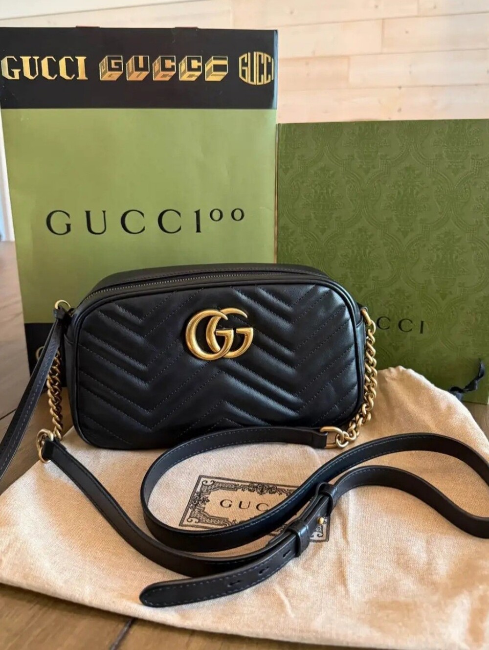 Black Quilted Crossbody Bag with Gold Chain Strap - Classic Everyday Style